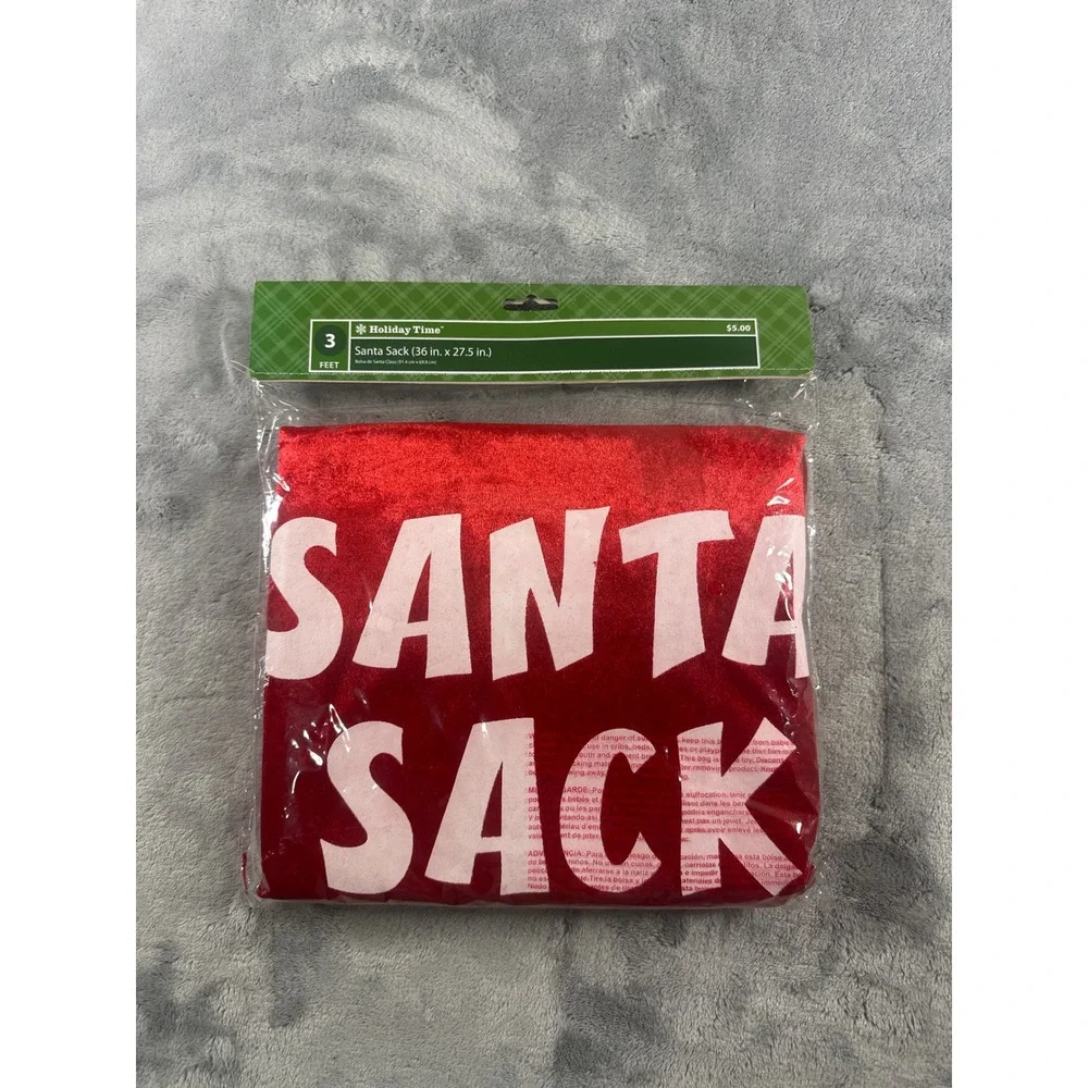 Holiday Time Red Velvet Santa Sack 36 x 27.5 Large Christmas Gift Drawstring Bag